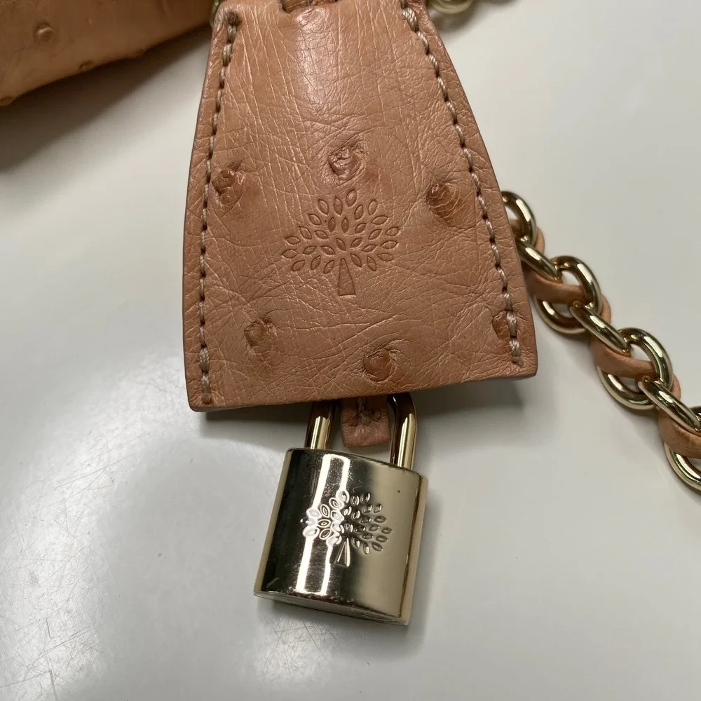 Mulberry Lily Medium Exotic Ostrich Leather Chain Crossbody‎ Shoulder Bag Rare!